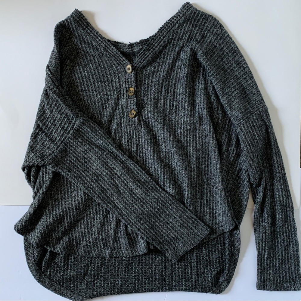 American Eagle Grey Waffle Knit Sweater